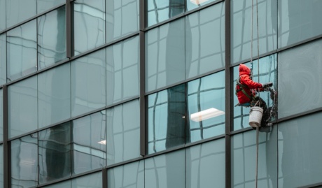 Washing Windows On A Rope